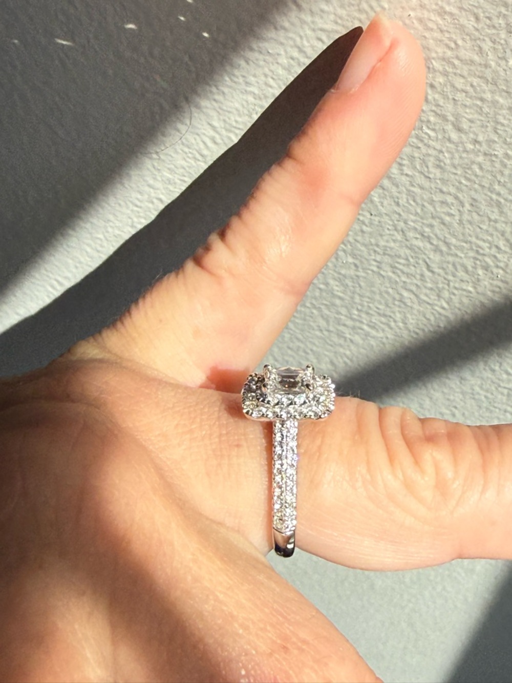 Kay Jewelers Radiant Halo Diamond Ring in White with Matching wedding band - Picture 7 of 15